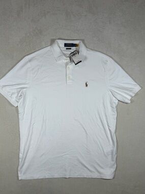 NWT Polo Ralph Lauren Size Large Men's White Short-Sleeve Polo Embroidered Pony